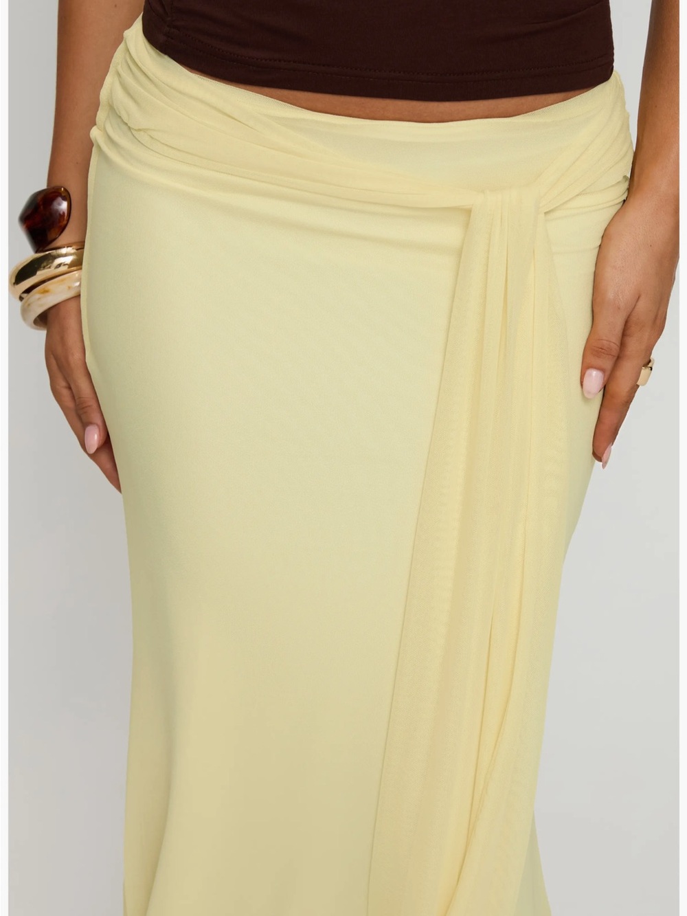 Caviar Tie Waist Maxi Skirt Princess Polly Lemon - Picture 5 of 7